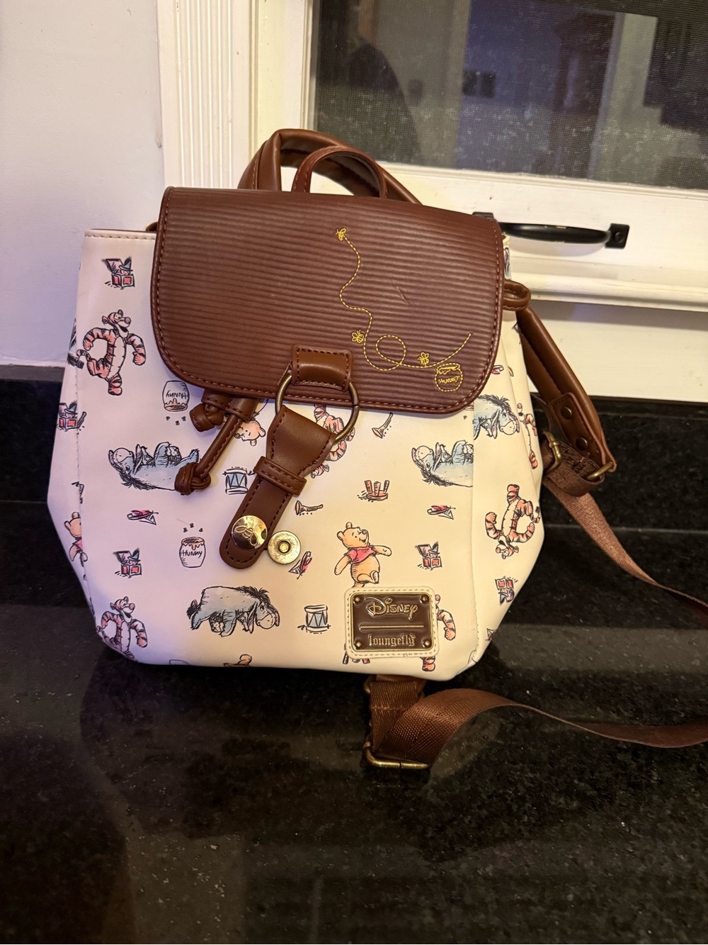 Loungefly Winnie the Pooh Cream & Brown Sketch Mini Backpack